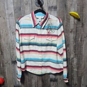 Tasha Polizzi for TP Saddleblanket Vintage 90s Southwestern Print Pearl Snap Wes